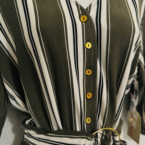 Stella Tweed Dress Womens Size Medium Olive Green/White color 3/4 sleeve New - Picture 12 of 12